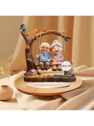 قطعة ديكور الربيع تمثال للأجداد على المقعد األرجوحة، لافتة الموضوع المنزلي، لافتة سعيدة لزوجين مسنين، إكسسوارات يومية مناسبة للديكور المنزلي، الاقتراح، حفل الزفاف، هدية للمناسبات مثل رأس السنة، الربيع، عيد الحب، عيد الفصح