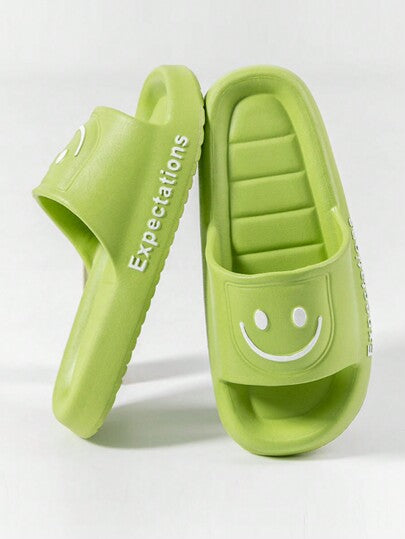 الشبشب الداخلي للمرأة بتصميم وجه أبيض مبتسم، طراز بسيط، قاعدة سميكة مضادة للانزلاق، مناسب للأزواج والنساء والرجال