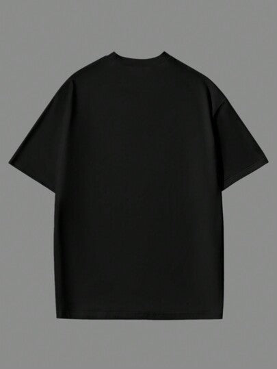 تي شيرت قصير الأكمام بياقة مستديرة للأولاد المراهقين بطبعات قطة وأحرف اللغة، بليبس صيفي