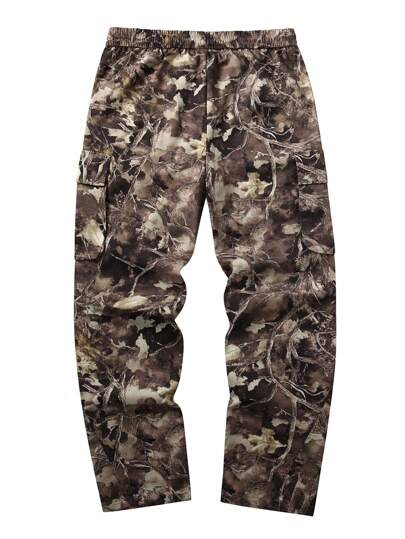 Manfinity Hypemode بنطلون كارجو سفلي فضفاض رجالي مع جيوب وخصر قابل للسحب