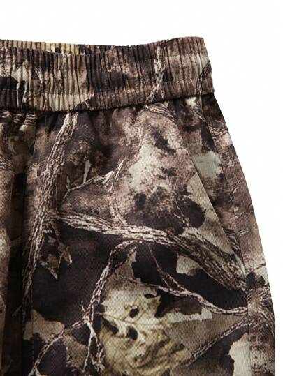 Manfinity Hypemode بنطلون كارجو سفلي فضفاض رجالي مع جيوب وخصر قابل للسحب