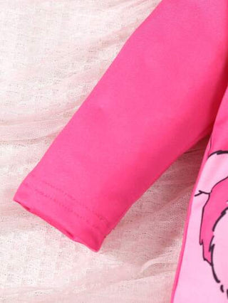 SHEIN طقم جمبسوت وملابس منزلية للبنات الرضع الجديدة ذات طبعة وحوش كيوت كاملة بأكمام طويلة، قطعتان