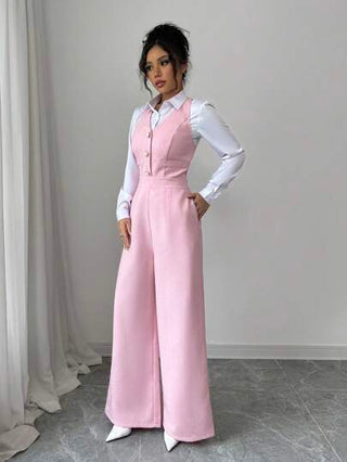 Elenzga حللية نسائية عريضة الساقين باللون الزهري الأنيق