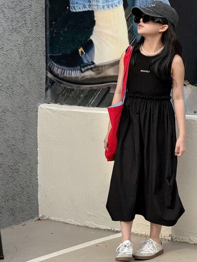 تيشيرتات بناتي DAZY فستان كاجوال صيفي بدون أكمام مطبوع بالحروف للفتيات بعمر المراهقة