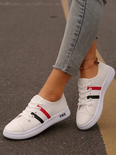 أحذية رياضية كانفاس للنساء بنصف كعب مع رباط وأصابع دائرية، مريحة، عصرية، كاجوال، قابلة للتنفس، مانعة للانزلاق، مناسبة لجميع المواسم