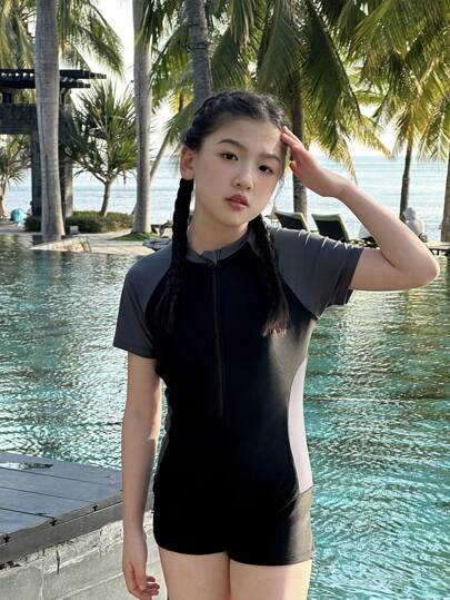 DAZY قطعة واحدة من ملابس السباحة ذات التصميم الخريفي للفتيات المراهقات