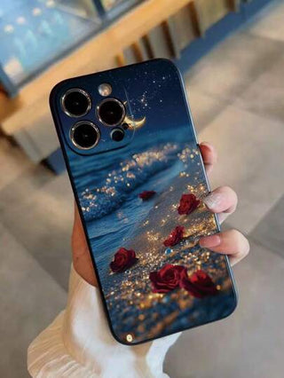 حافة ثقوب مناسبة لعيد الفطر، قاعدة زهرة ونصف قمر، واقية للصدمات متوافقة مع أجهزة iPhone16/16 Pro/16 Plus/16 Pro Max، P14 Pro Max، P13، P11، P12، XR، 7، 8، GES2