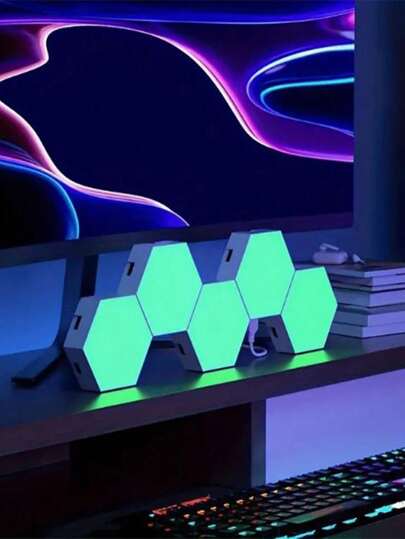 مصباح نحلي خلوي ذكي يعمل بالليد الأشباه الضوئية، مصباح ليلي أجواء رومانسية لغرفة النوم والمكتب، إضاءة خلفية حائط سداسية، أبعاد خلاقة، يعمل باللمس أو بجهاز التحكم عن بعد