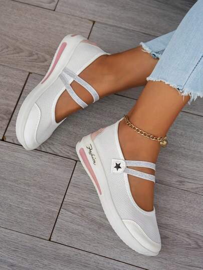 حذاء رياضي شبكي لمنتجات النساء عبر الحدود ، أحذية جديدة للربيع للرجال والنساء ، براقع منخفضة مسطحة كاجوال زلقة مقاومة للانزلاق بنعل سميك