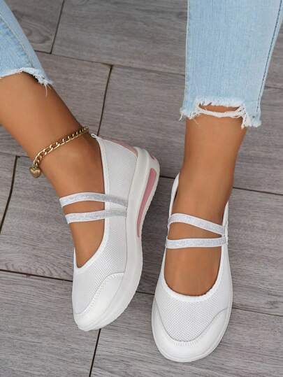 حذاء رياضي شبكي لمنتجات النساء عبر الحدود ، أحذية جديدة للربيع للرجال والنساء ، براقع منخفضة مسطحة كاجوال زلقة مقاومة للانزلاق بنعل سميك