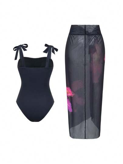 مايوه حريمي قطعة واحدة Swim Oasis ملابس سباحة نسائية مع بدلة لتغطية الأزهار لأيام الشاطئ والعطلات الصيفية