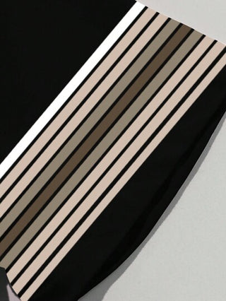 SHEIN GraphicGems تي شيرت كاجوال للأولاد المراهقين مع طباعة رقمية مخططة، تصميم أزياء مناسب للأنشطة الرياضية الخارجية