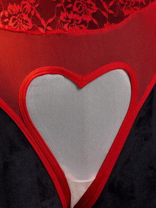 لانجيري حريمي SpicyHot طقم من قطعتين من ملابس داخلية نسائية جذابة بتصميم قلب من الدانتيل والشبكة بمناسبة عيد الحب