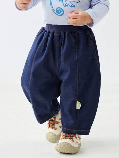 mini bala جينز أطفال فضفاض، مرن وناعم، دنيم ربيعي