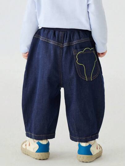 mini bala جينز أطفال فضفاض، مرن وناعم، دنيم ربيعي