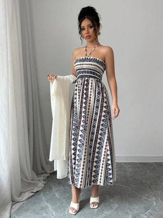 طقم حريمي قطعتين Modelyn طقم ملابس علوية وفستان لون أساسي ذو أكمام طويلة للنساء، بسيط وقليل الزخرفة, قطعتان