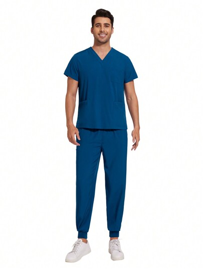 طقم ملابس طبية للرجال متعدد الألوان، لباس علوي بأكمام قصيرة وبنطلون رياضي، بدلة رياضية للرضاعة، زي موحد للأطباء البيطريين للحيوانات الأليفة، طقم ملابس طبية للرجال