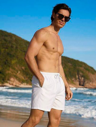 Manfinity Swimmode شورتات بحر عصرية بسيطة للرجال للارتداء اليومي