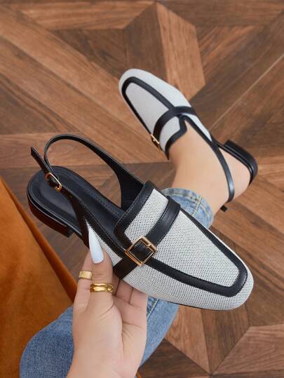 أثاث مكتبي صنادل حريمي بأصبع مغلق، كعب منخفض لوني مُولْ، أحذية كانفاس للربيع/الصيف برتقالي