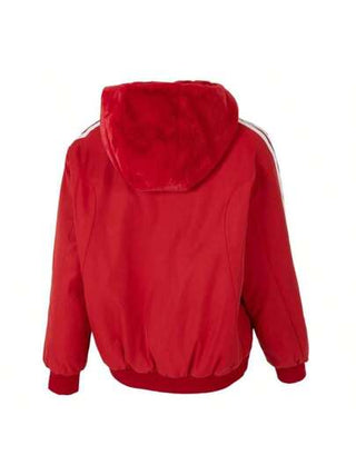 Adidas معطف رياضي كاجوال للنساء ، بتصميم ألوان مُكتَّلة ومخطط مع رُقبة واقية