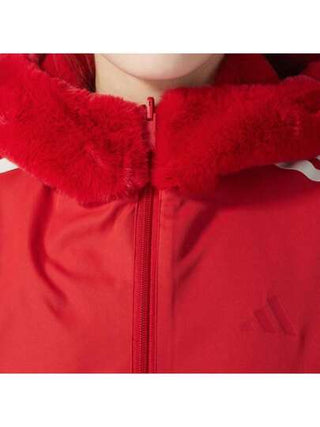 Adidas معطف رياضي كاجوال للنساء ، بتصميم ألوان مُكتَّلة ومخطط مع رُقبة واقية