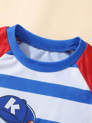 مايوه أولادي بدلة سباحة للأطفال الصغار 4-7 سنوات، قصيرة الأكمام وقصيرة الطول، مطبوعة برسومات كلاب جذابة