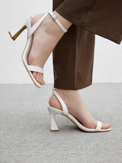 CUCCOO BIZCHIC صندل نسائي ذو كعب عالي مريح ومتعدد الاستخدامات بأصبع قدم مربع، موضة بسيطة للنقل اليومي