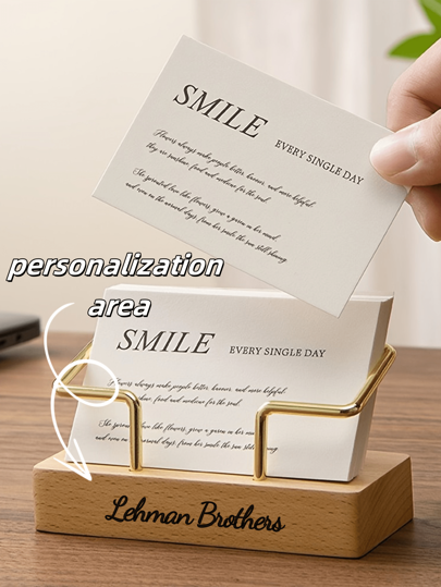 حامل بطاقات الأعمال الشخصية، مناسب لمكتب والمحل الأمامي، حامل خشبي ومعدني