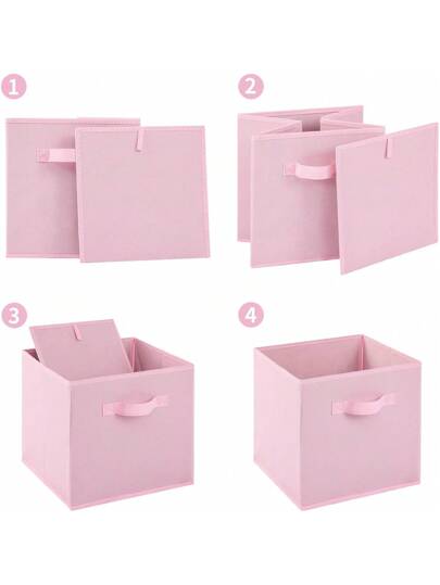صناديق قماشية قابلة للطي للتخزين المنزلي الحد الأدنى ، وردي اللون (10.5 * 10.5 * 11 بوصة) 1/3/6 قطع مكعبات تخزين متعددة الاستخدامات ملونة مع مقابض، مناسبة للمنزل والخزانة وغرفة الأطفال والرفوف وتنظيم الألعاب