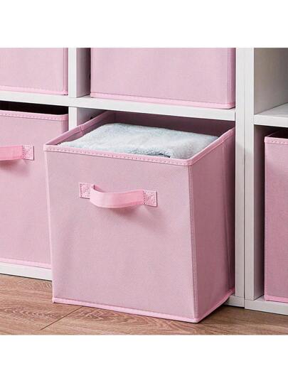 صناديق قماشية قابلة للطي للتخزين المنزلي الحد الأدنى ، وردي اللون (10.5 * 10.5 * 11 بوصة) 1/3/6 قطع مكعبات تخزين متعددة الاستخدامات ملونة مع مقابض، مناسبة للمنزل والخزانة وغرفة الأطفال والرفوف وتنظيم الألعاب