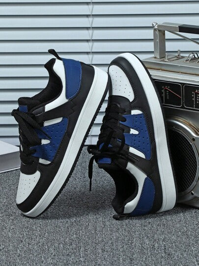 أحذية رياضية جديدة للرجال 2025، بألوان أبيض/أسود معقمة بالأزرق، مريحة، تصميم بسيط وأنيق، ثابتة، أنيقة للاستخدام اليومي والعمل ذات رباط، مثالية للمشي والتنقل والهدايا والمواعيد