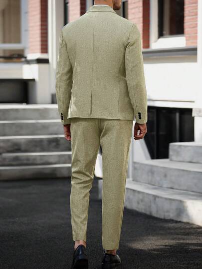 Manfinity Mode بدلة رجالية تتكون من ملابس علوية وبنطلون بجيب أمامي مصممة بأسلوب بسيط