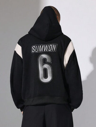 SUMWON بلوز هودي رقم 6 ملابس رياضية، تصميم حضري عصري، طراز جامعي عادي، قطعة ضرورية مريحة للطبقات في فصلي الخريف والشتاء