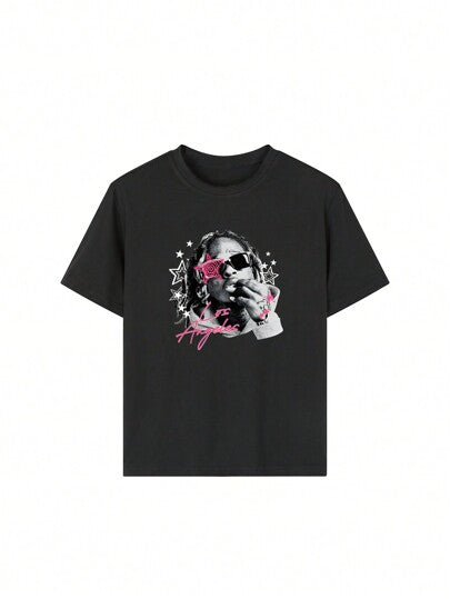 قميص تي شيرت قصير الأكمام برقبة دائرية مطبوع بطريقة عشوائية للأولاد والطلاب الصغار في الصيف - قمصان أولاد ملونة تحمل نقش طفل بنظارات شمسية تجلب الفرح والسعادة لكل طفل! ملابس الأطفال قمصان تي بطباعة جرافيكية