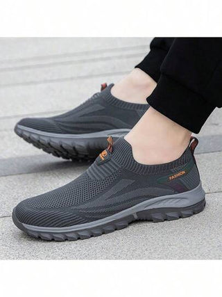 أحذية رياضية سوداء للرجال، أحذية مريحة غير رسمية، بدون رباط من شبكة تنفس مانعة للانزلاق، للمشي اليومي، للياقة البدنية، للركض، للتنزه