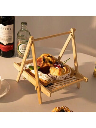 قطعة واحدة صينية خشبية صلبة متعددة الوظائف قابلة للطي بحجم 7.5 بوصة، صينية متعددة الأغراض للخضروات والفواكه وغرفة الطعام والمطبخ والأطعمة الخفيفة والخبز، صينية تخزين منزلية لأيام العطلات وحفلات