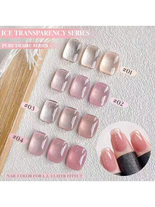 لاك أظافر من ميس كومي 15مل, 4 ألوان شفاف ثلجي للأظافر، موضة جديدة لعام 2025 , غراء أظافر جيلي شفاف ثلجي للأظافر، متعدد الاستخدامات لصالون الأظافر DIY، ألوان: حيادية ثلجية شفافة الرغبة في إظهار اللون الأبيض الشفاف