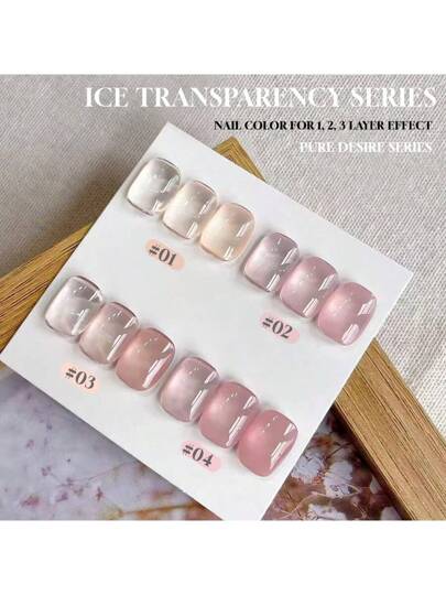 لاك أظافر من ميس كومي 15مل, 4 ألوان شفاف ثلجي للأظافر، موضة جديدة لعام 2025 , غراء أظافر جيلي شفاف ثلجي للأظافر، متعدد الاستخدامات لصالون الأظافر DIY، ألوان: حيادية ثلجية شفافة الرغبة في إظهار اللون الأبيض الشفاف