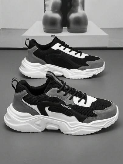 أحذية رياضة خفيفة الوزن مريحة للرجال مع بصمة حرف، كاجوال وأحذية رياضية أنيقة