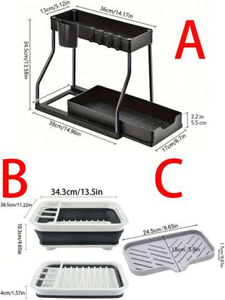 قطعتان من أدوات تنظيم المطبخ: رف مُنزلق لتنظيم بالوعة المطبخ، رف قابل للفصل لمستلزمات التنظيف، سلة لتخزين الحمام/المطبخ/الأطعمة. سعة تخزين كبيرة للمطبخ/الحمام. هدية مثالية لربات البيوت، عيد الأم.