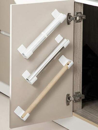 4 قطع حامل تخزين أكياس القمامة دون ثقوب قابل للتعديل كرف تخزين المطبخ، مناسب لتخزين أكياس القمامة وأغطية الطعام والمظلات ودرف الطباخ والرف المزود بأغطية طرية ورف المطبخ ورف بالحوض ومنظم خزانة المطبخ، تخزين واجهة المطبخ والأدوات الصغيرة، حاويات تخزين...