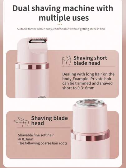 ماكينة حلاقة كهربائية مزدوجة الرأس، مناسبة للنساء، تستخدم للجسم والأنف والشعر وبشرة الوجه والحواجب والساقين والإبطين، قابلة للشحن عبر USB، مناسبة للاستخدام المنزلي وكهدية