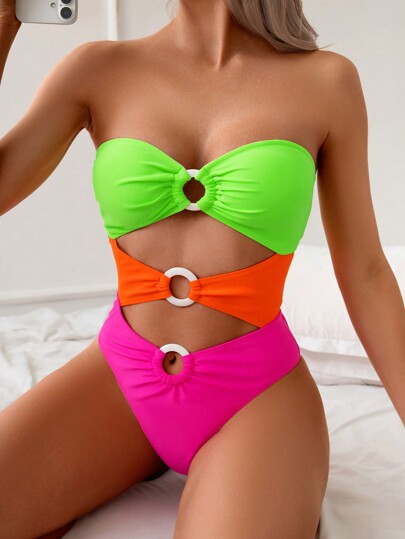مايوه حريمي قطعة واحدة Swim بدلة سباحة ملونة قطعة واحدة مثيرة للنساء شائعة في الصيف، تخصر الخصر، للشاطئ والعطلات