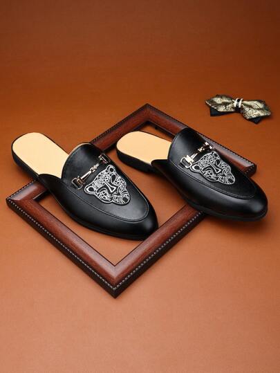 النعال الجديدة للرجال، لون واحد بسيطة مع زخارف إبزيم معدني، تنفس مانع للانزلاق مريحة للاستخدام اليومي في الشاطئ، التخييم، الحفلات، عصري ومتعدد الاستخدامات