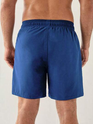 Manfinity Swimmode شورت شاطئ مع بطانة مضغوطة ذو خصر بسحاب للرجال