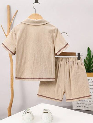 مجموعة من قميص مطبوع بزهور هاواي وشورت للأولاد الصغار قطعتين، مريح، قابل للتنفس، منتعش ومشرب للعرق، مناسب للربيع والصيف، للارتداء اليومي، للرياضة، للخروجات، للمدرسة، التجمعات، العطلات، الحفلات، التصوير الفوتوغرافي، العودة للمدرسة