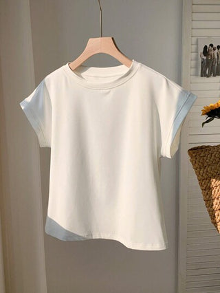 Comfortcana تي شيرت قصيرة الأكمام باللون الواحد للسيدات، ارتداء كاجوال بسيط للاستخدام اليومي