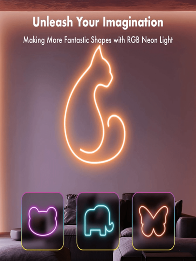 1 قطعة شريط إضاءة نيون بلوتوث كبير بتحكم ذكي عبر التطبيق ، شريط إضاءة LED خلفي للتلفزيون ، إضاءة نيون RGB مقاومة للماء لخلفية عرض التلفزيون ، ديكور المنزل والحفلات والأعياد ، غرفة المعيشة والنوم وغرفة الألعاب المنزلية