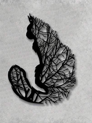 1 قطعة نحت حائطي على شكل صورة ظلية لقطة من الحديد، للداخل والخارج، زينة معلقة معدنية للغرفة المعيشة والشرفة والحديقة، ديكور منزلي متعدد الاستخدامات بدون الحاجة للكهرباء، مثالي لديكور الغرفة