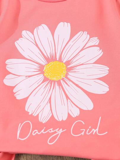 فتاة شابة 3 قطع/عبوة تيشيرتات بأكمام قصيرة بياقة مستديرة مطبوع عليها رسومات زهرية، بلوزات أطفال كاجوال متعددة الألوان للصيف